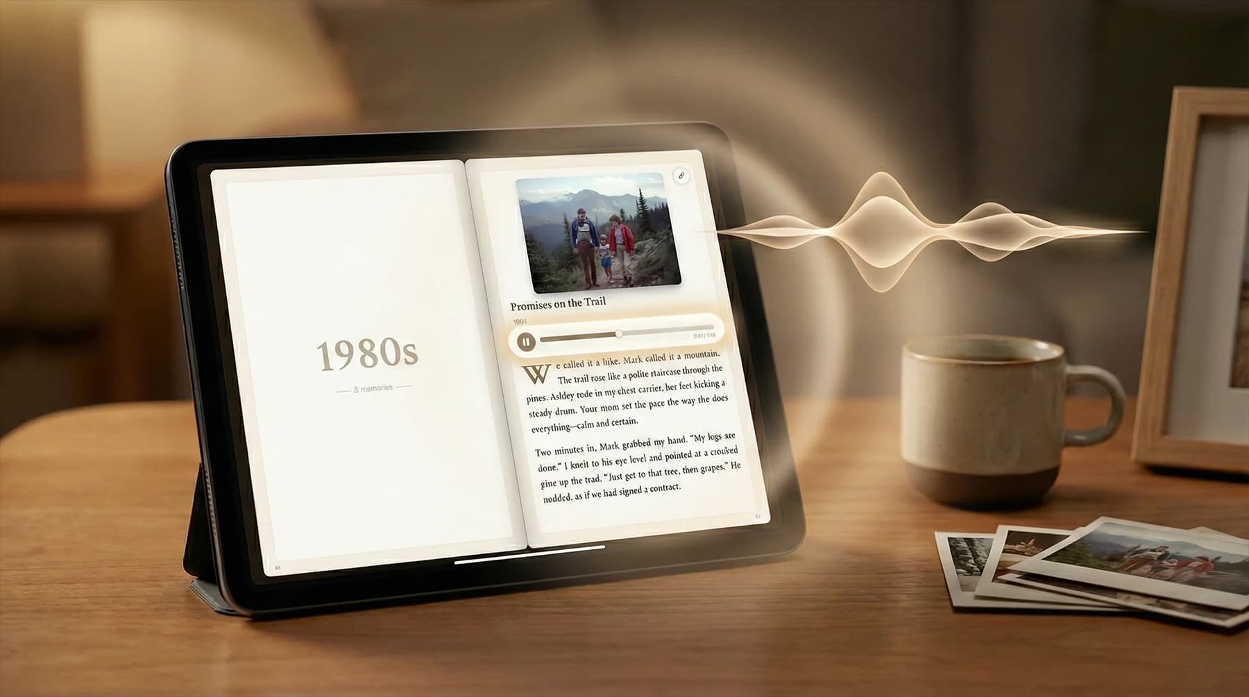 Book view showing stories with audio in their own words