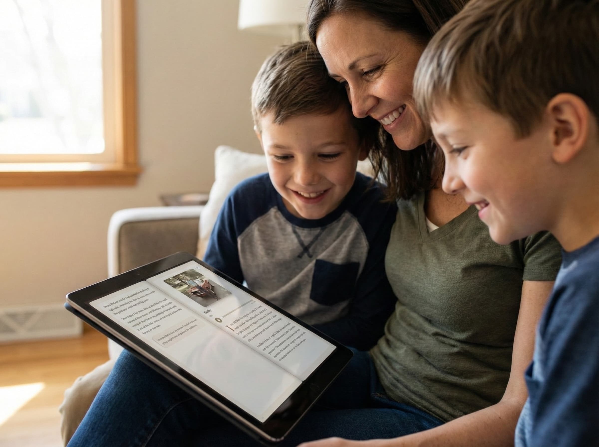 Family members accessing stories from anywhere